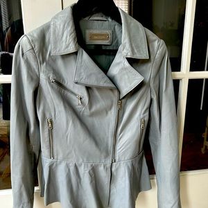 Danier, grey leather jacket (XS).